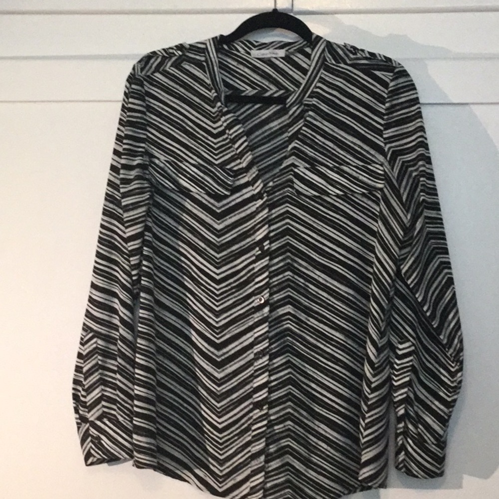 Calvin Klein Long Sleeve Striped Blouse